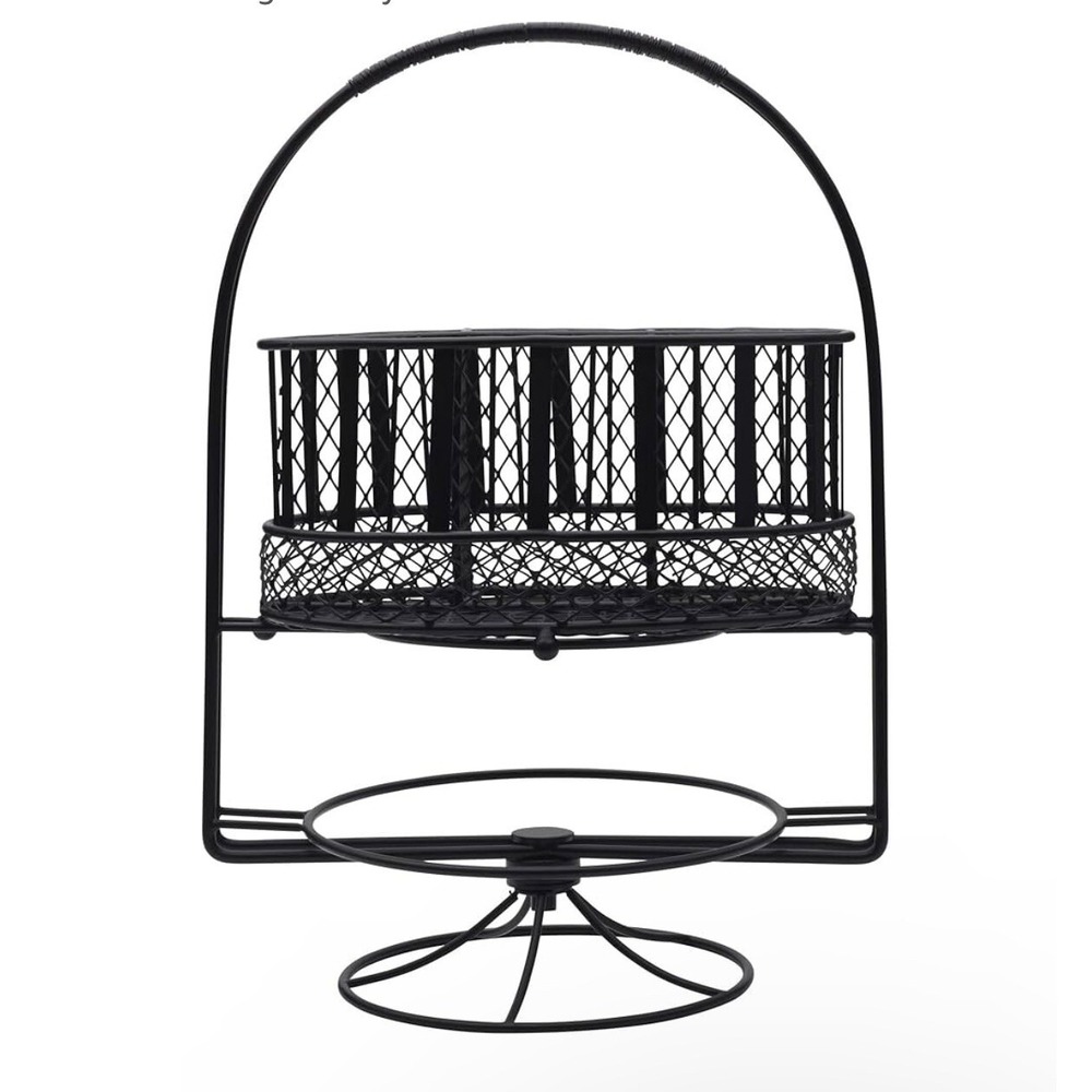 Mikasa Gourmet Basics Band Stripe Picnic Buffet Storage Caddy Farmhouse Metal